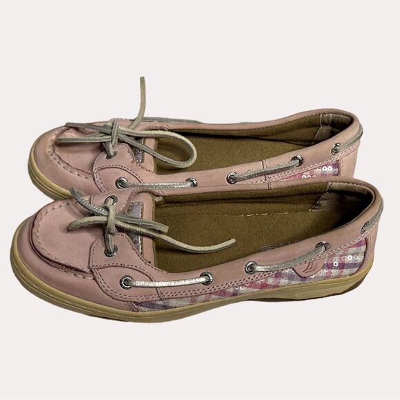 Sperry Top Sider Angel Fish Loafers Girls Shoes Sequin Plaid 4.5 bv - Picture 2 of 9